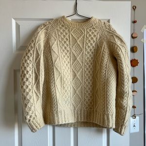 Aran Sweater- Vintage Hand-Knit Irish Wool